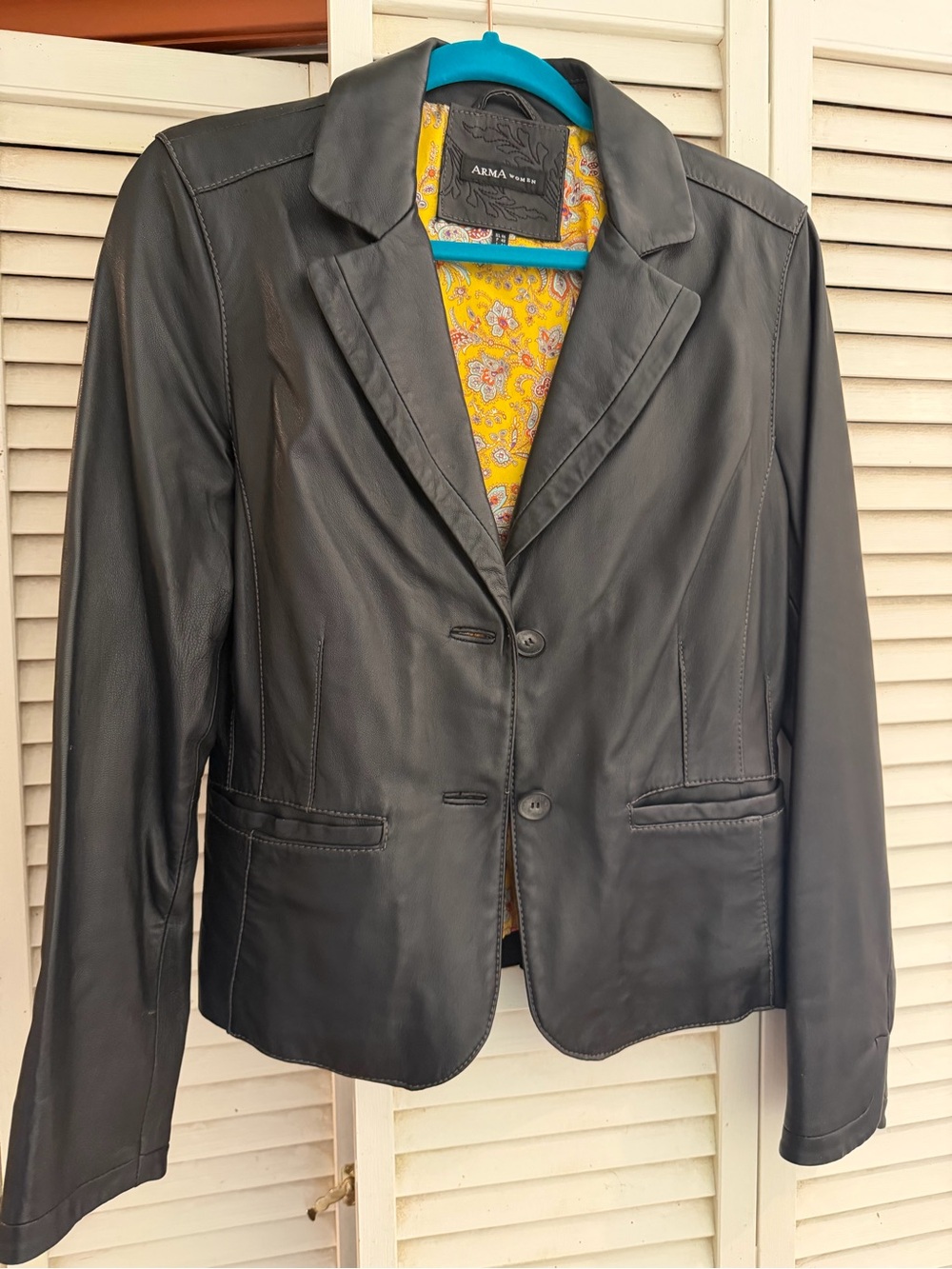Arma Women Black Leather Blazer Jacket